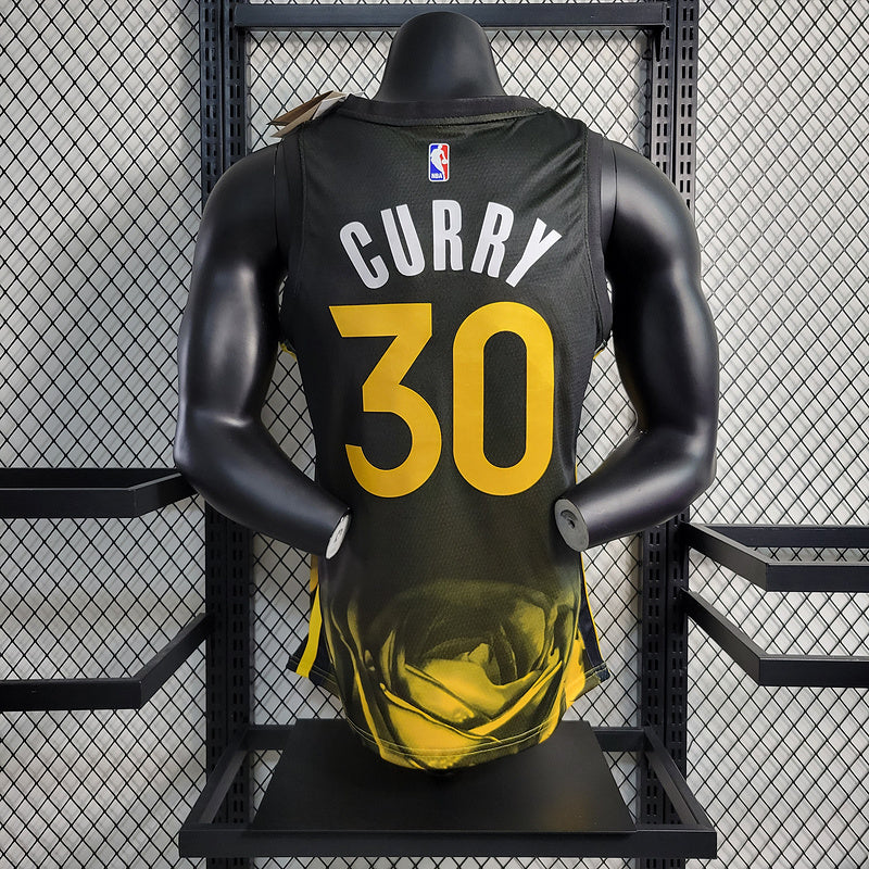 Golden State Warriors Black And Yellow Classic Swingman Jersey #30 Stephen Curry