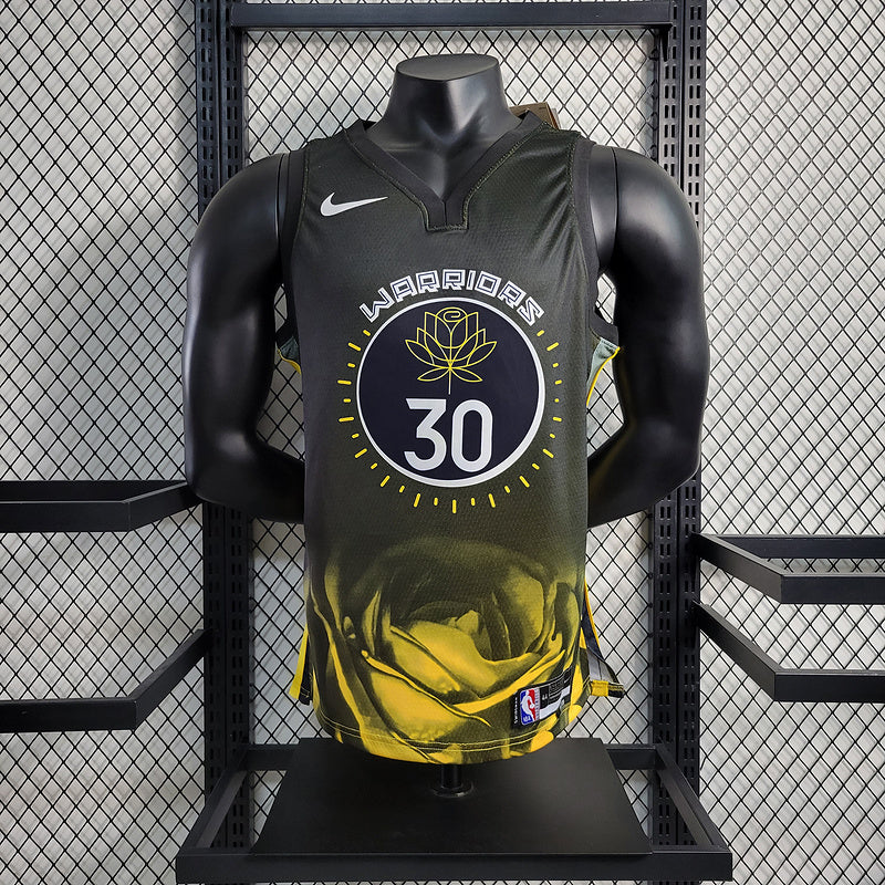 Golden State Warriors Black And Yellow Classic Swingman Jersey #30 Stephen Curry