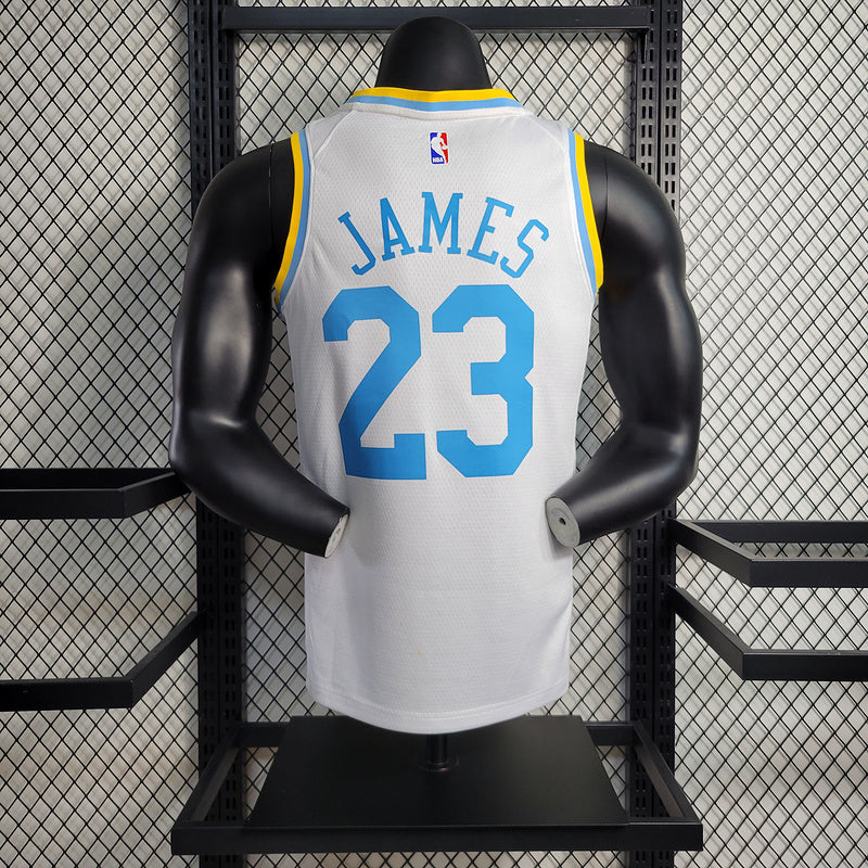 Los Angeles Lakers Nike Classic Edition White And Blue Swingman Jersey #23 LeBron James