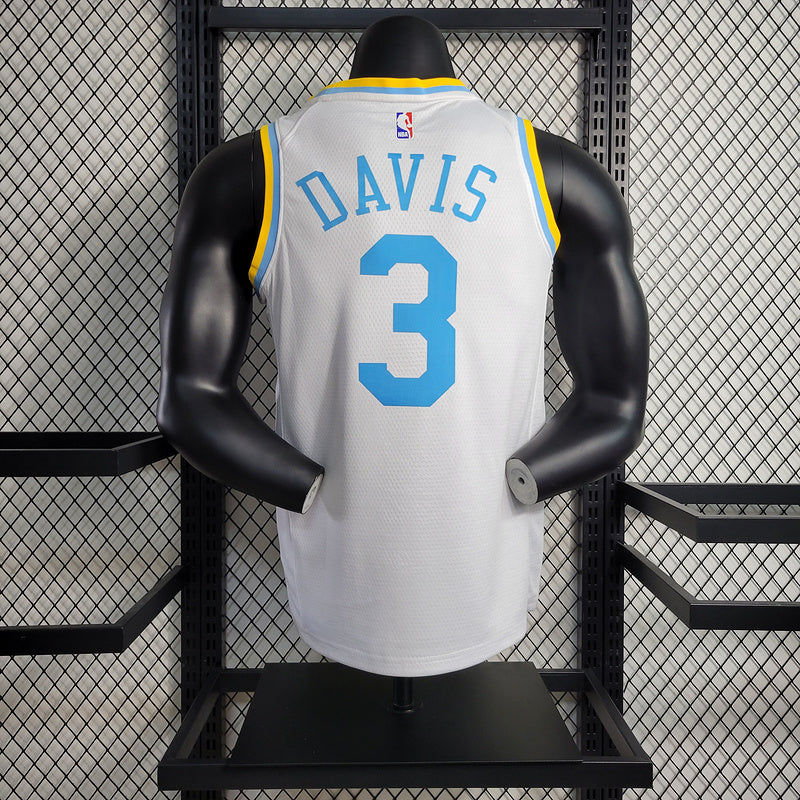 Los Angeles Lakers Nike Classic Edition White And Blue Swingman Jersey #3 Anthony Davis