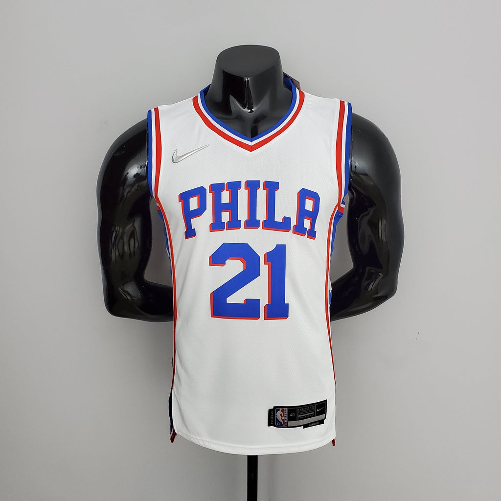 Philadelphia 76ers White Jersey #21 Joel Embiid